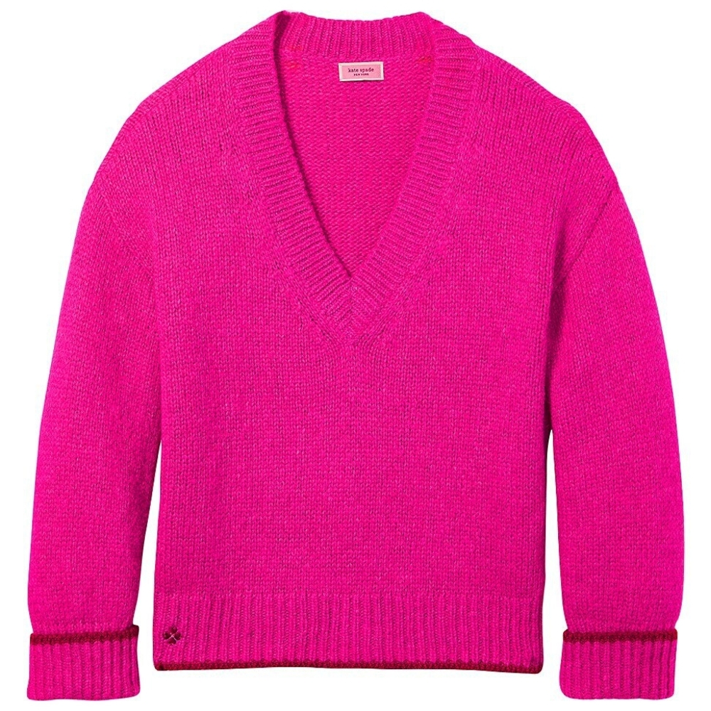 Kate Spade - Tipped V-neck Sweater Pink